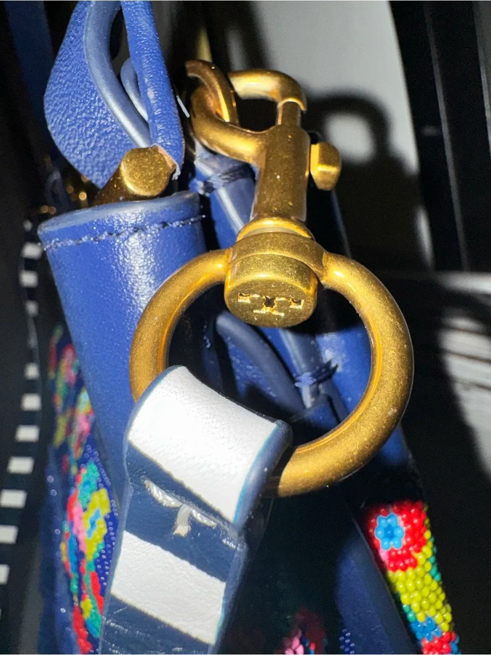 Tory Burch Beaded Parrot & Pom-Pom Shoulder Bag Blue NWT ($895 retail) & dusty